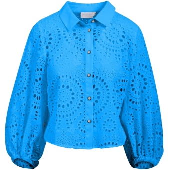 Coster Shirt Broderie Anglaise Blå